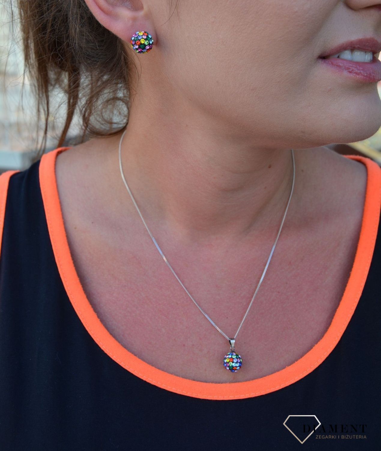 Komplet srebrny kolczyki z wisiorkiem 'Kolorowe kulki'  DIA-KPL-2989-925.jpg