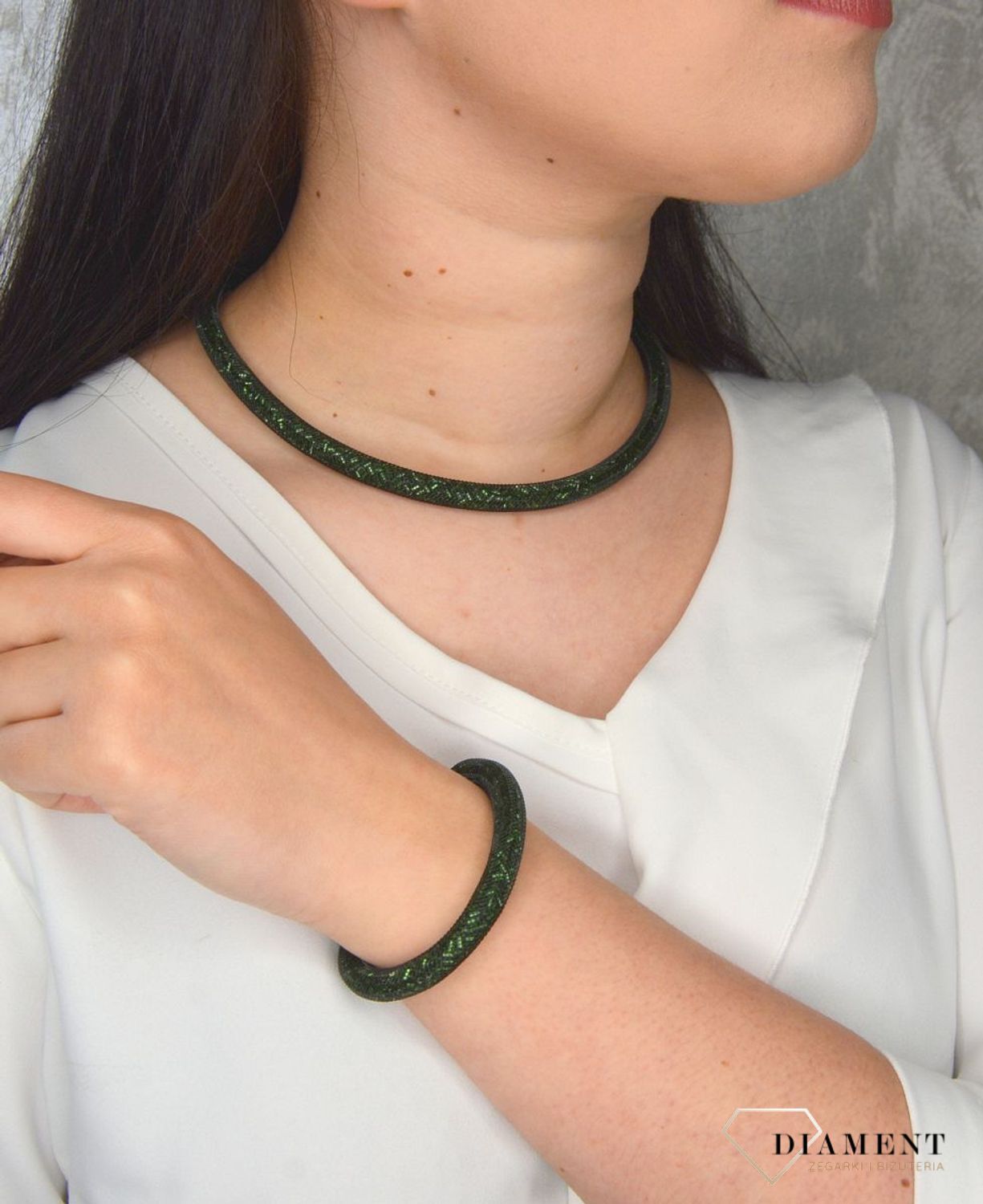 Komplet biżuterii w kolorze zielonym DIA-KPL-2997-INNE.jpg