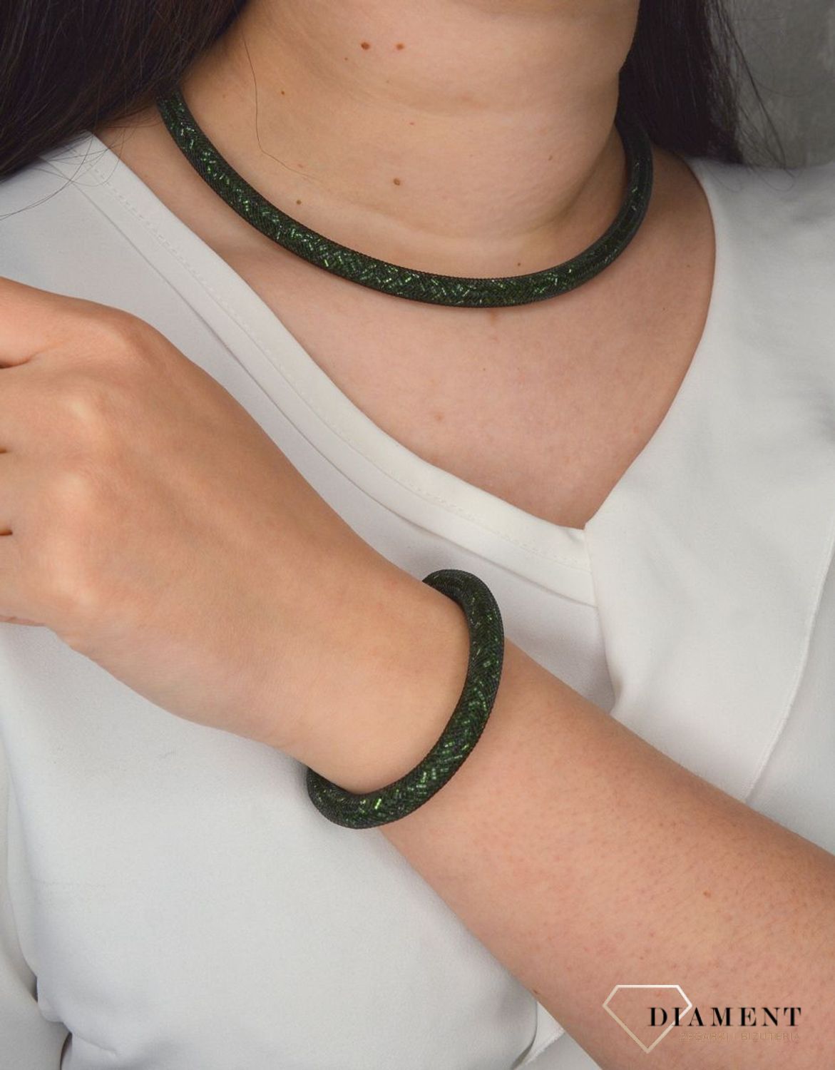 Komplet biżuterii w kolorze zielonym DIA-KPL-2997-INNE.jpg