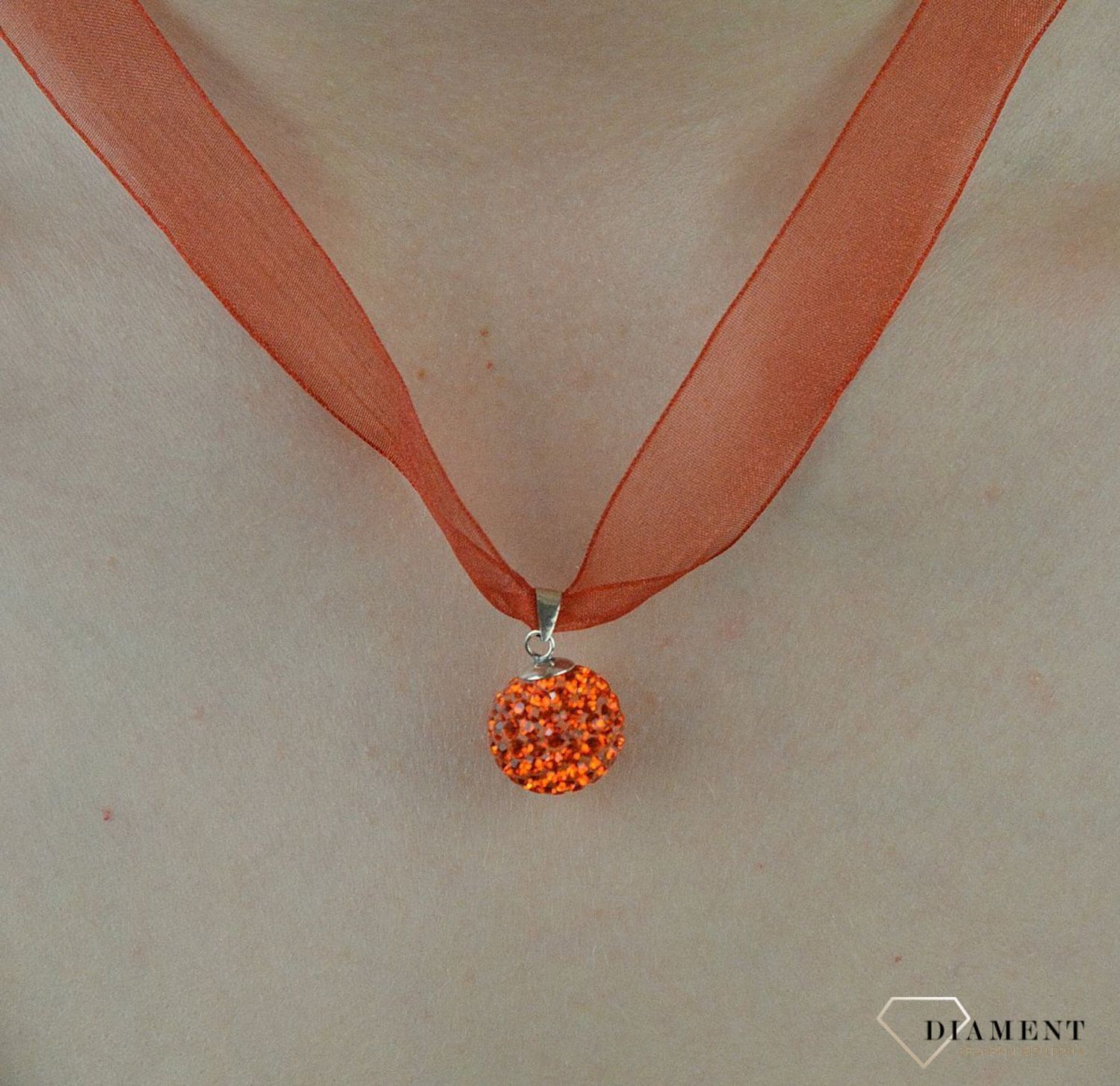 Komplet srebrny kulki pomarańczowe DIA-KPL-3092-925.jpg