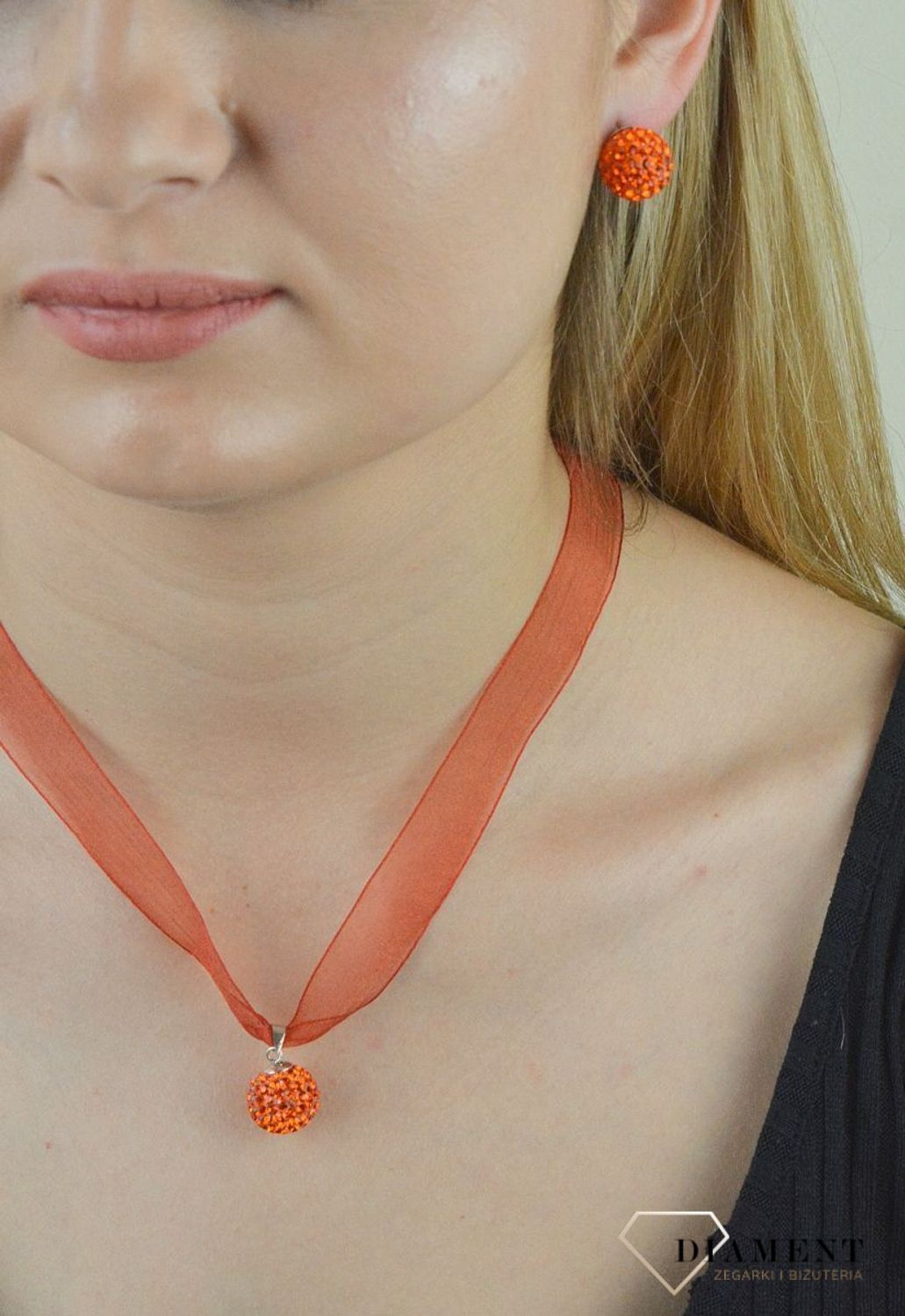 Komplet srebrny kulki pomarańczowe DIA-KPL-3092-925.jpg