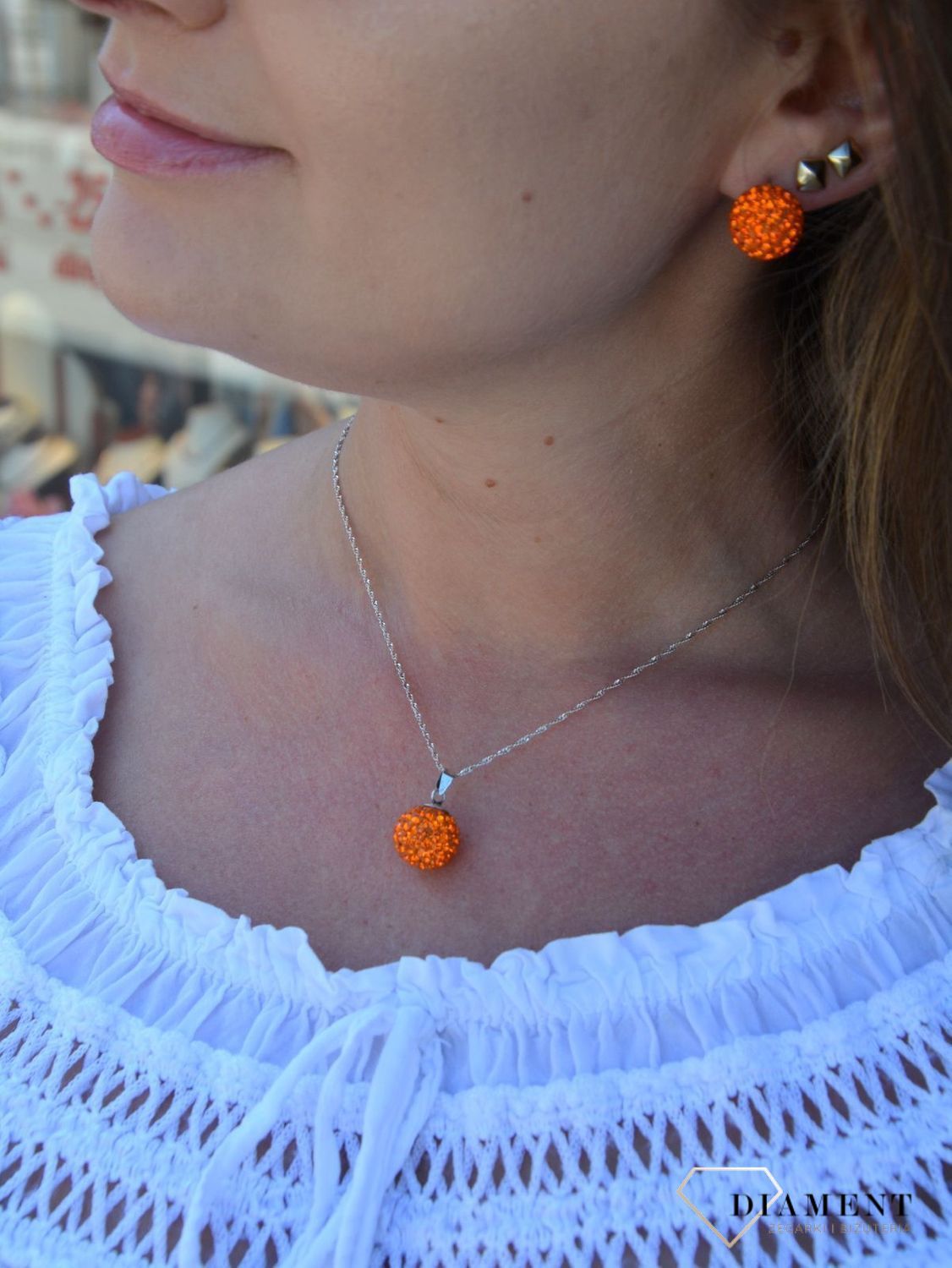 Komplet srebrny kulki pomarańczowe DIA-KPL-3092-925.jpg