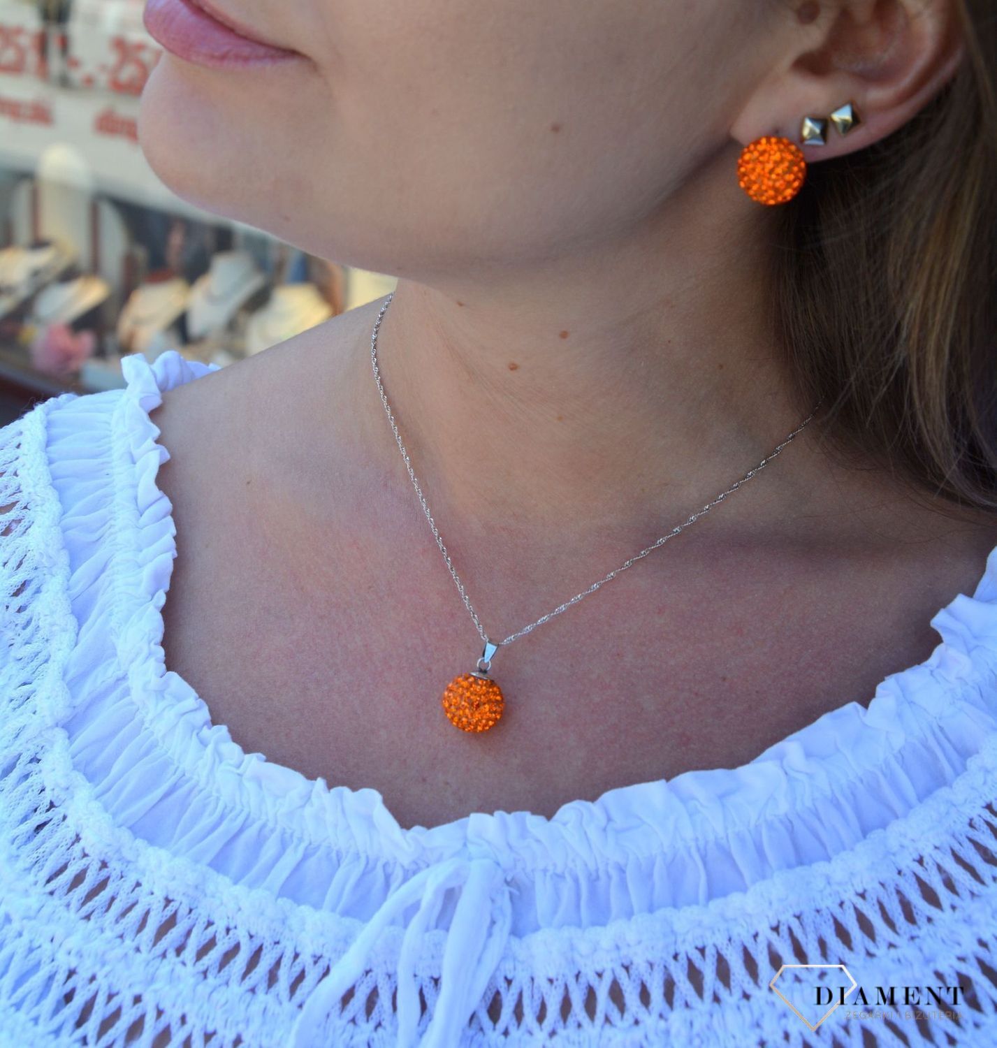 Komplet srebrny kulki pomarańczowe DIA-KPL-3092-925.jpg