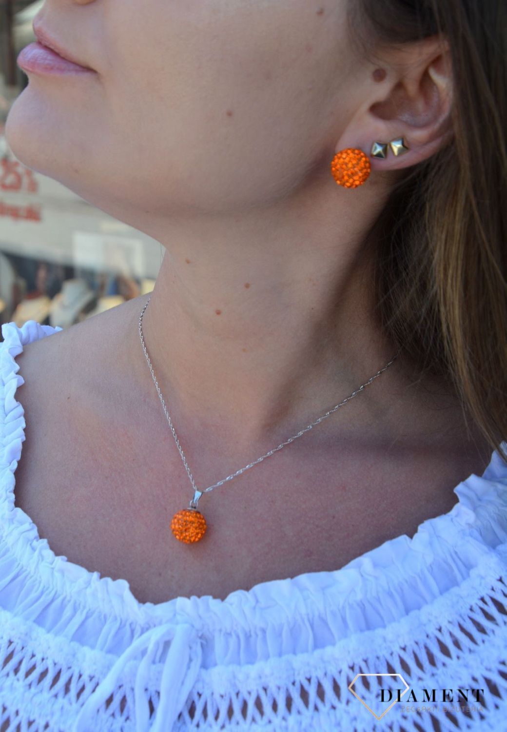 Komplet srebrny kulki pomarańczowe DIA-KPL-3092-925.jpg
