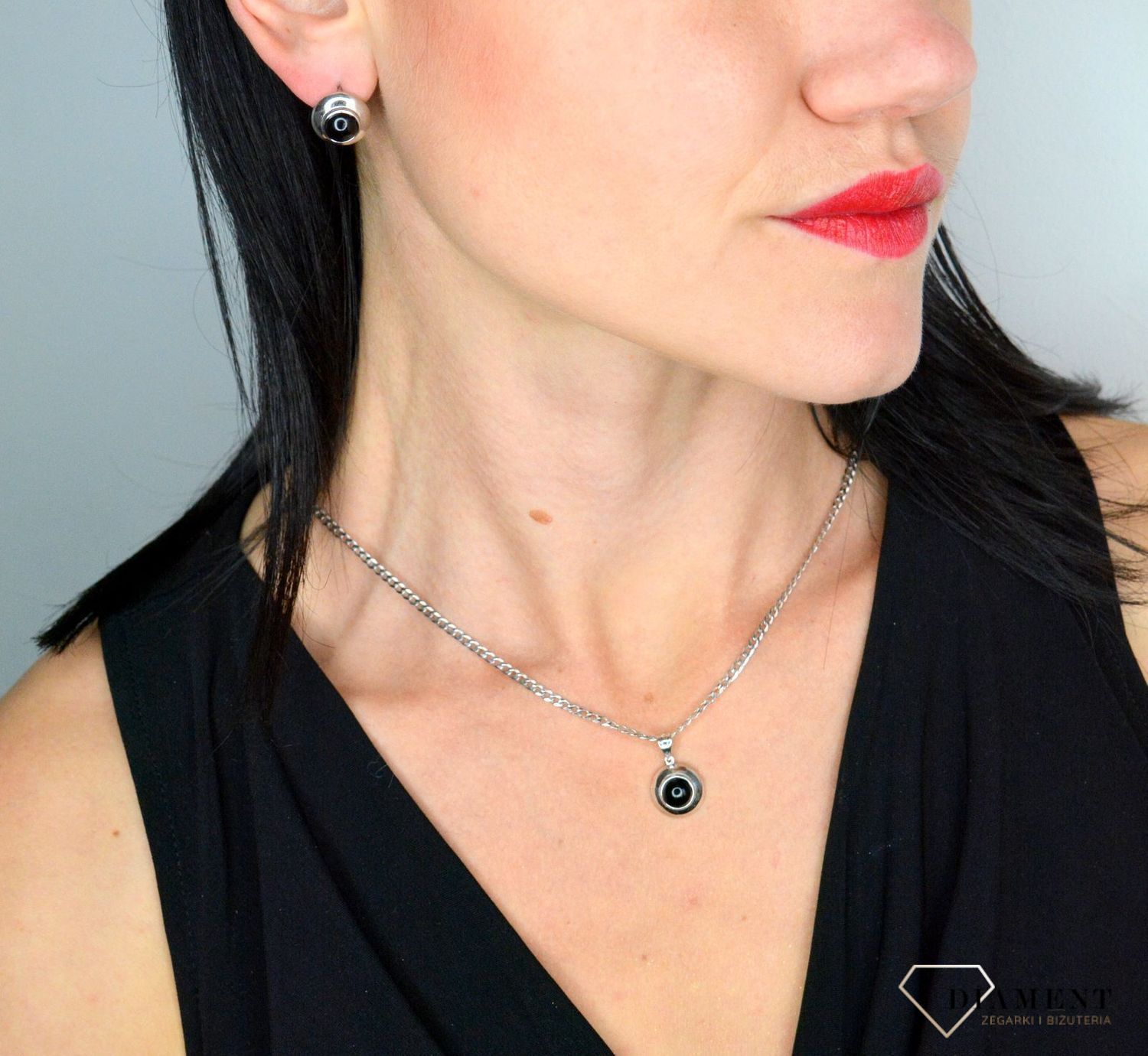 Srebrny komplet biżuterii z onyksem DIA-KPL-3256-925.jpg