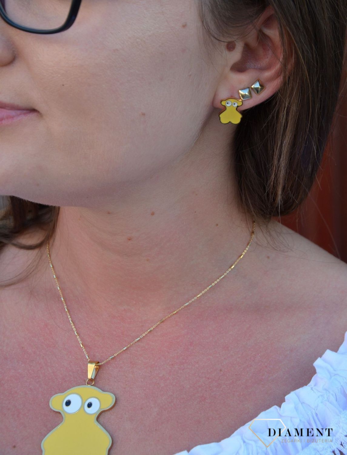 Komplet biżuterii TUOS żółte misie DIA-KPL-3304-STAL.jpg