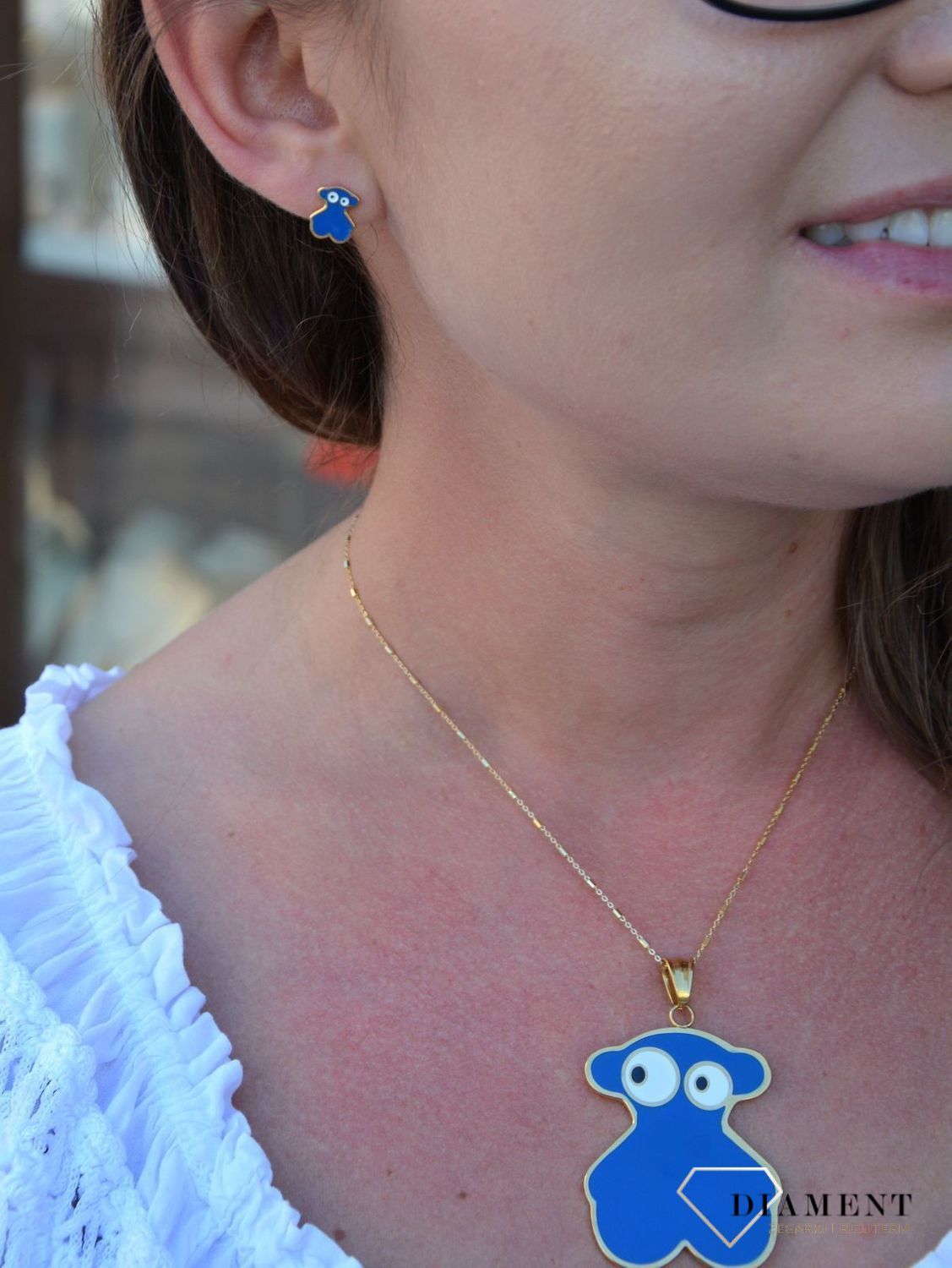 Komplet biżuterii TUOS granatowe misie pełne DIA-KPL-3305-STAL.jpg