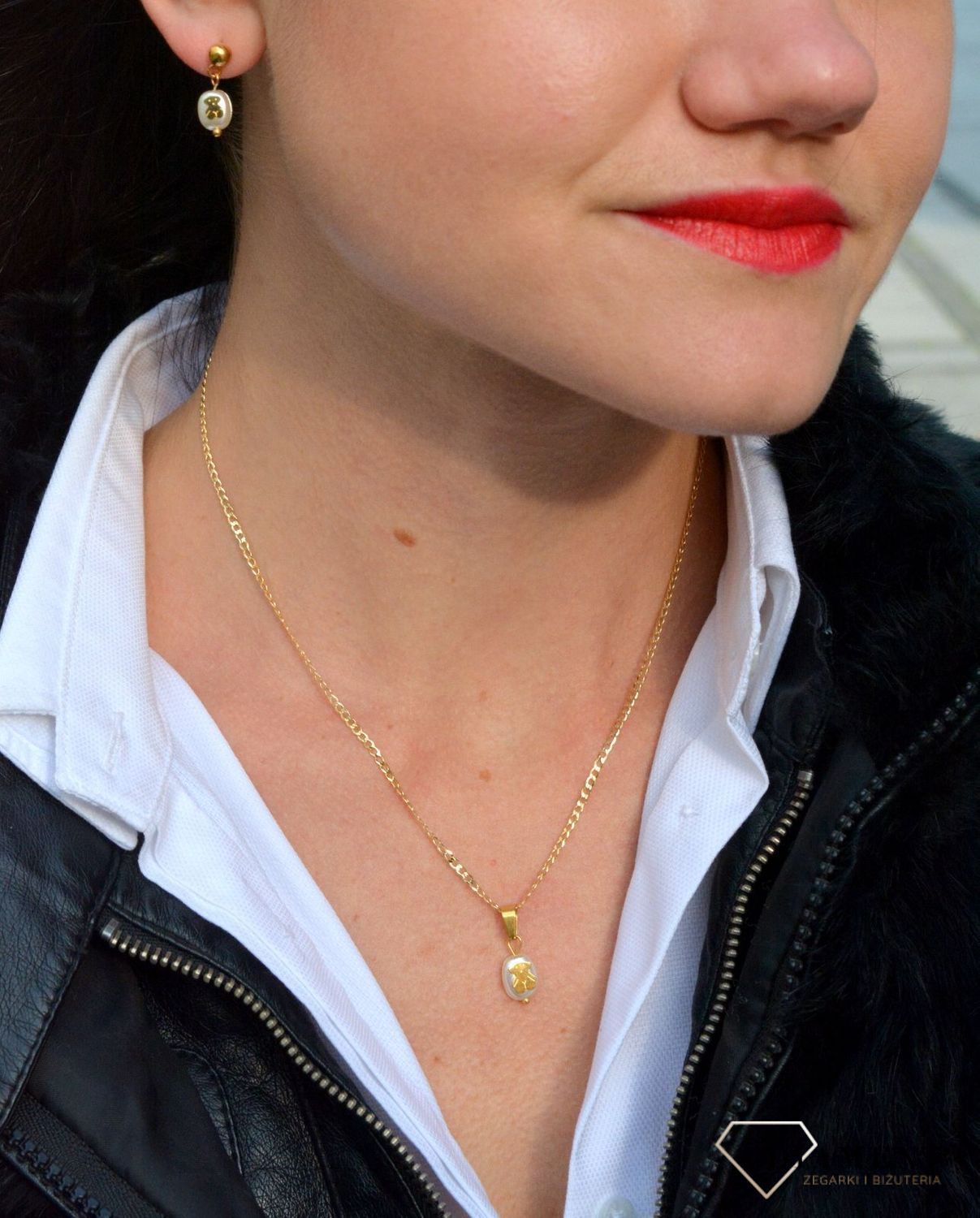 Komplet biżuterii stalowy perełka z misiem DIA-KPL-3307-STAL.jpg