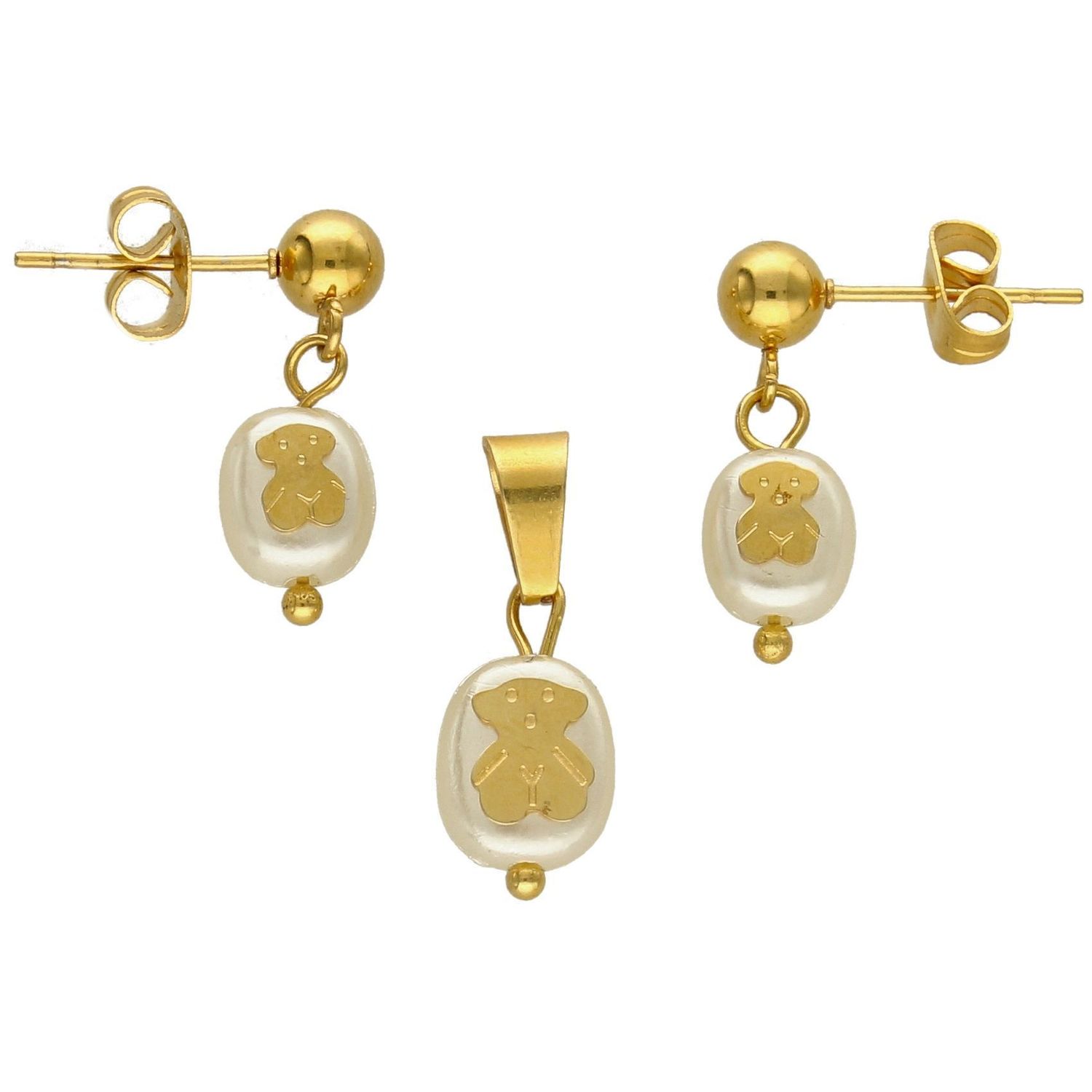 Komplet biżuterii stalowy perełka z misiem DIA-KPL-3307-STAL.jpg