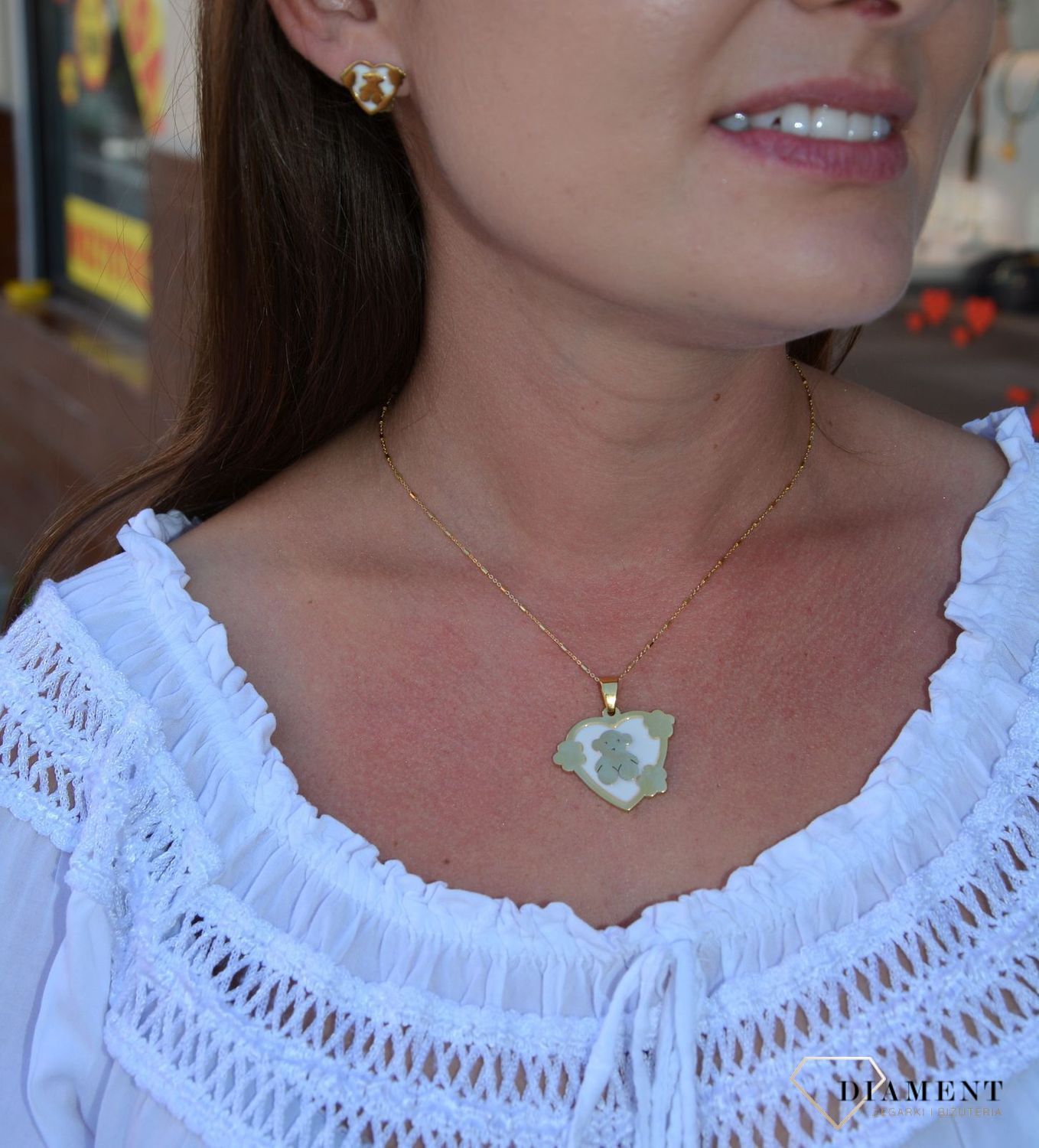 Komplet biżuterii misie w serduszkach DIA-KPL-3308-STAL.jpg