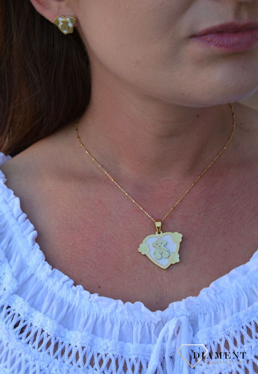 Komplet biżuterii misie w serduszkach DIA-KPL-3308-STAL.jpg