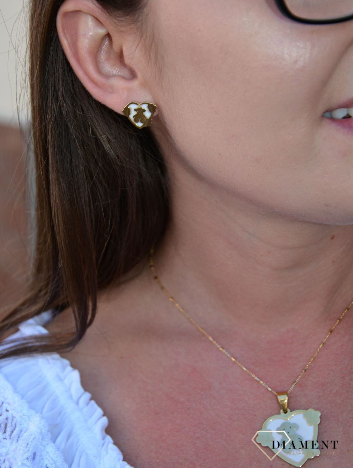 Komplet biżuterii misie w serduszkach DIA-KPL-3308-STAL.jpg