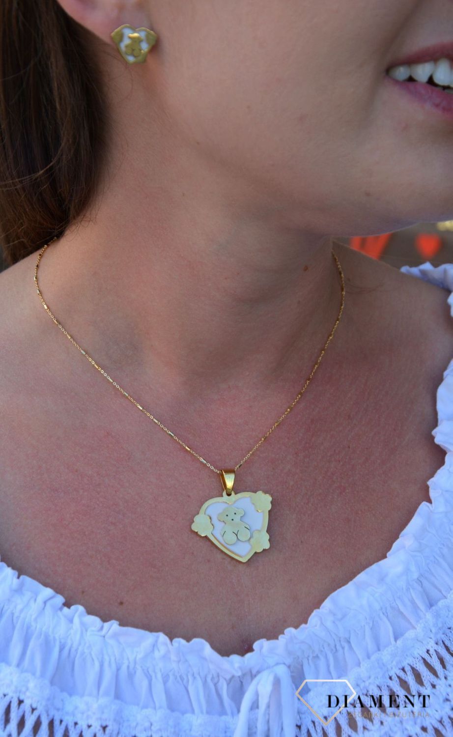 Komplet biżuterii misie w serduszkach DIA-KPL-3308-STAL.jpg