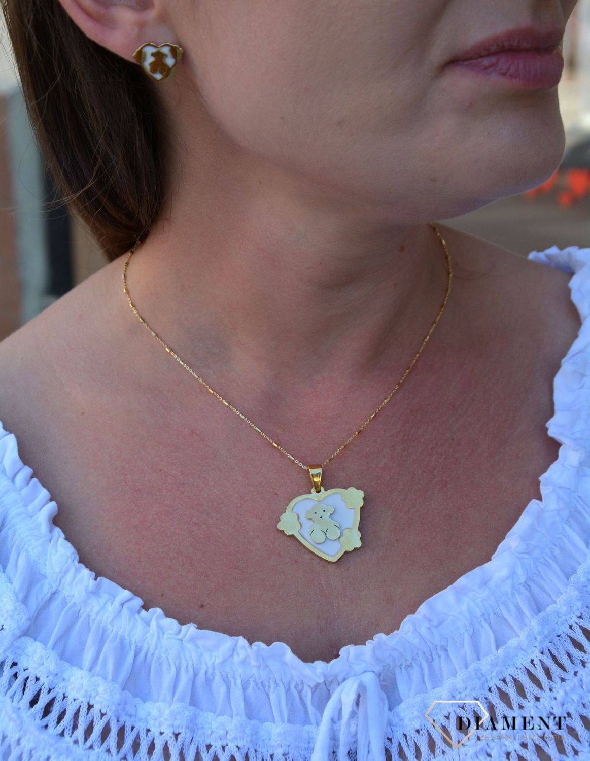 Komplet biżuterii misie w serduszkach DIA-KPL-3308-STAL.jpg