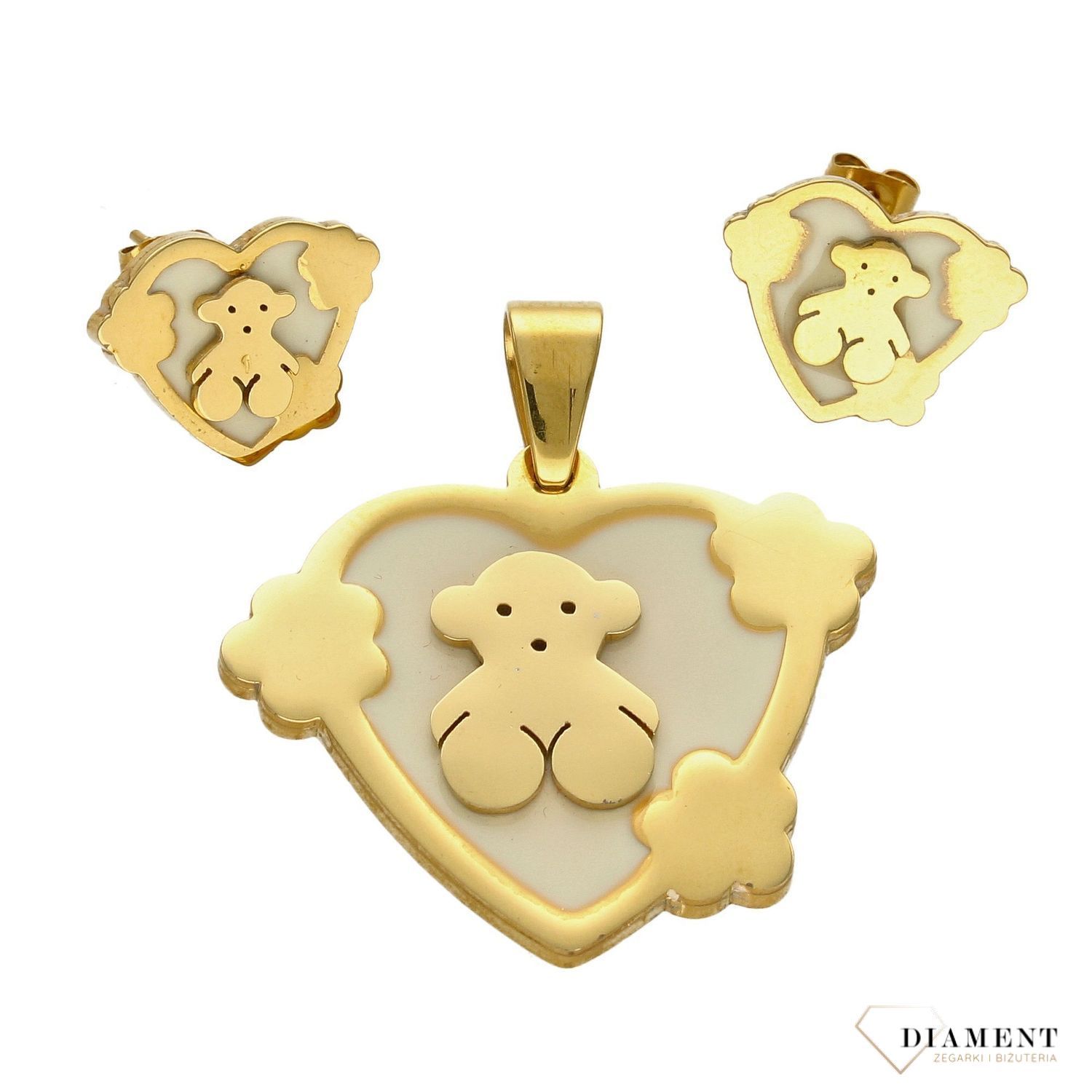 Komplet biżuterii misie w serduszkach DIA-KPL-3308-STAL.jpg
