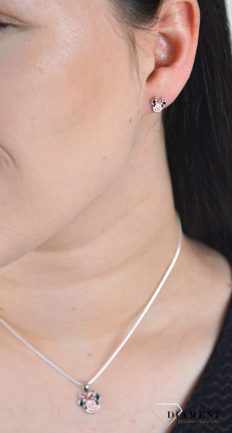 Komplet srebrny Myszka Minnie kolczyki i zawieszka DIA-KPL-4704-925.jpg
