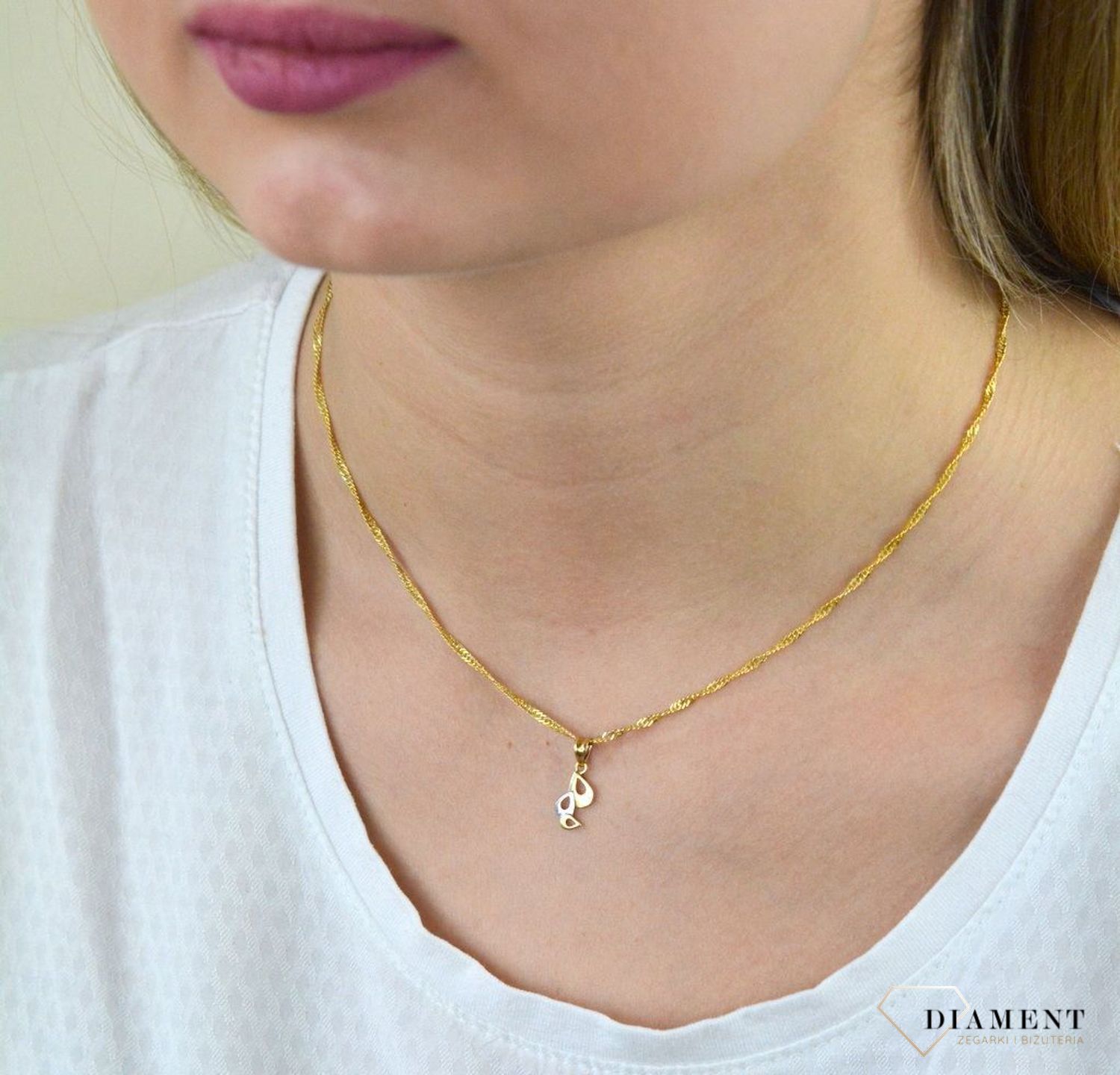 Komplet złotej biżuterii potrójne łezki z białym złotem DIA-KPL-5301-585.jpg