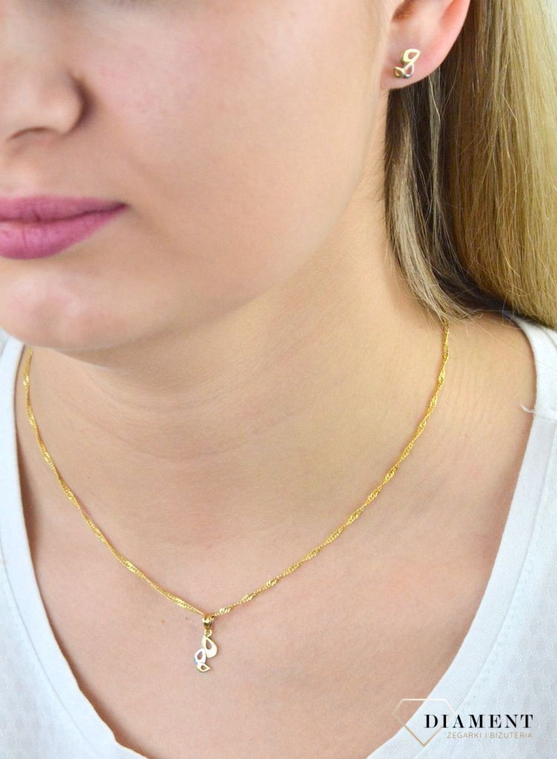 Komplet złotej biżuterii potrójne łezki z białym złotem DIA-KPL-5301-585.jpg