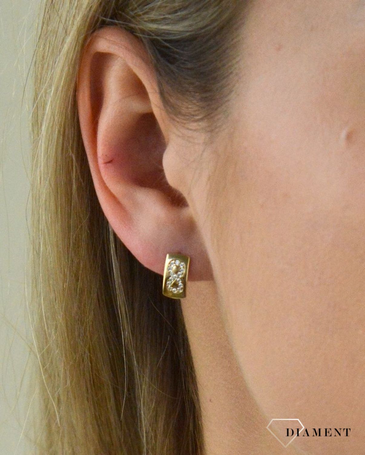 Komplet złotej biżuterii blaszki ze znakiem nieskończoności DIA-KPL-5304-585.jpg