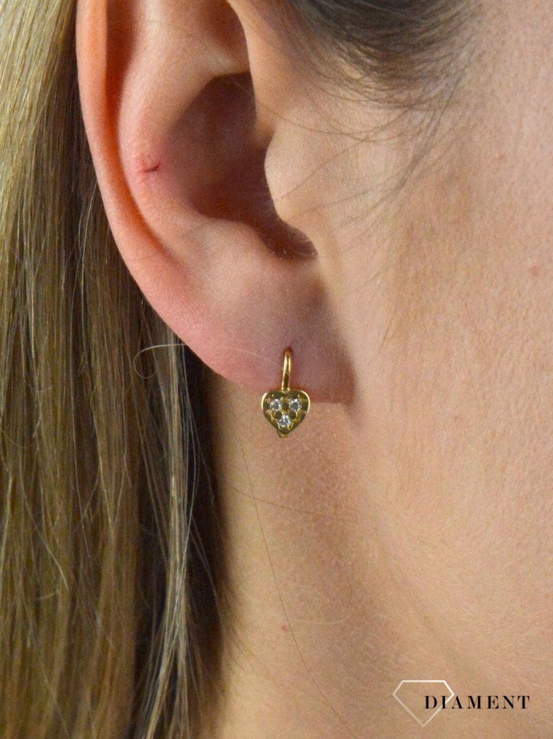 Komplet złotej biżuterii dla dziewczynki kolczyki i zawieszka 'Malutkie serduszka'.jpg