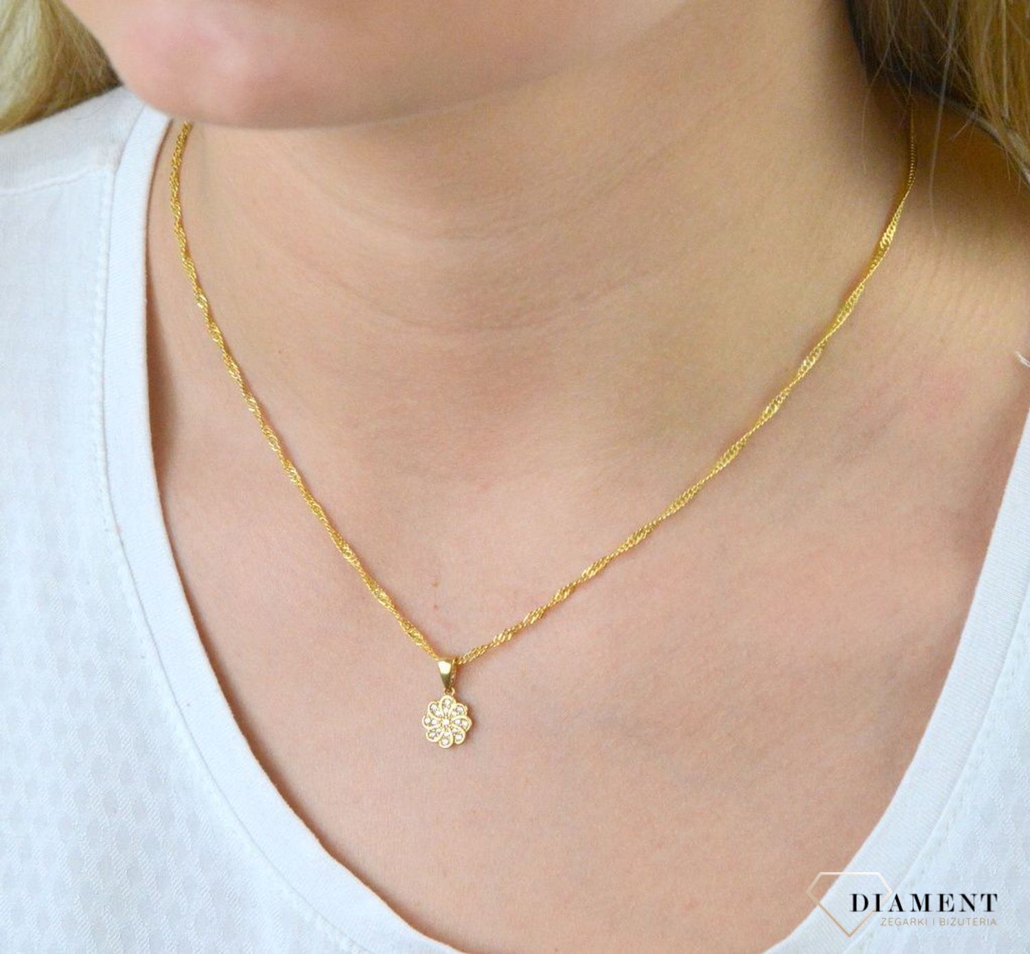 Komplet złotej biżuterii 585 kwiatki z cyrkonią DIA-KPL-5316-585.jpg