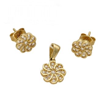 Komplet złotej biżuterii 585 kwiatki z cyrkonią DIA-KPL-5316-585.jpg