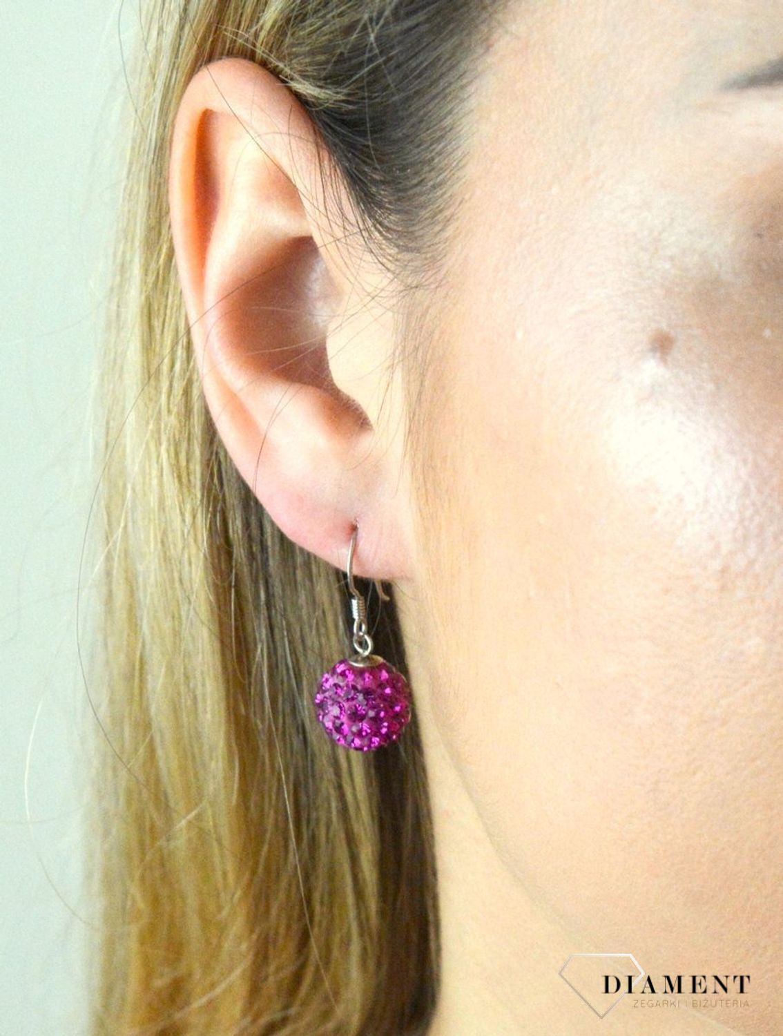 Komplet srebrny różowe kulki Swarovski DIA-KPL-6355-925. Srebrny komplet biżuterii. Srebrny komplet z kryształkami Swarovskiego. Różowe kryształki. Komple.jpg