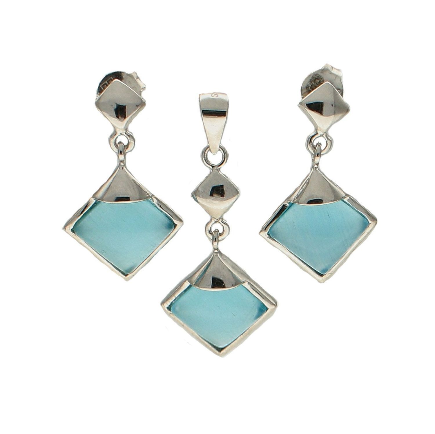 Komplet srebrny damski z niebieskimi cyrkoniami DIA-KPL-6630N-925. Komplet srebrny zawieszka i kolczyki. Komplet damski, dziecięcy. Komplet srebrny z cyrkonią niebieską. Komplet srebrny idealny pomysł na prezent..jpg