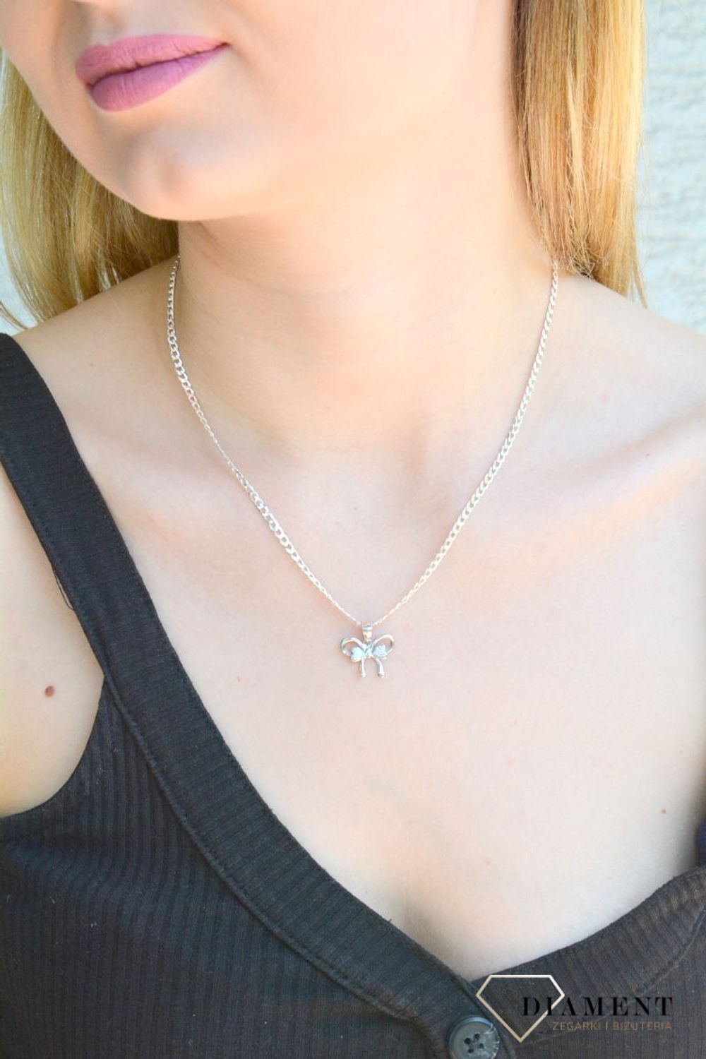 Srebrny komplet damski kolczyki zawieszka kokardki z cyrkoniami DIA-KPL-9421-925c.jpg