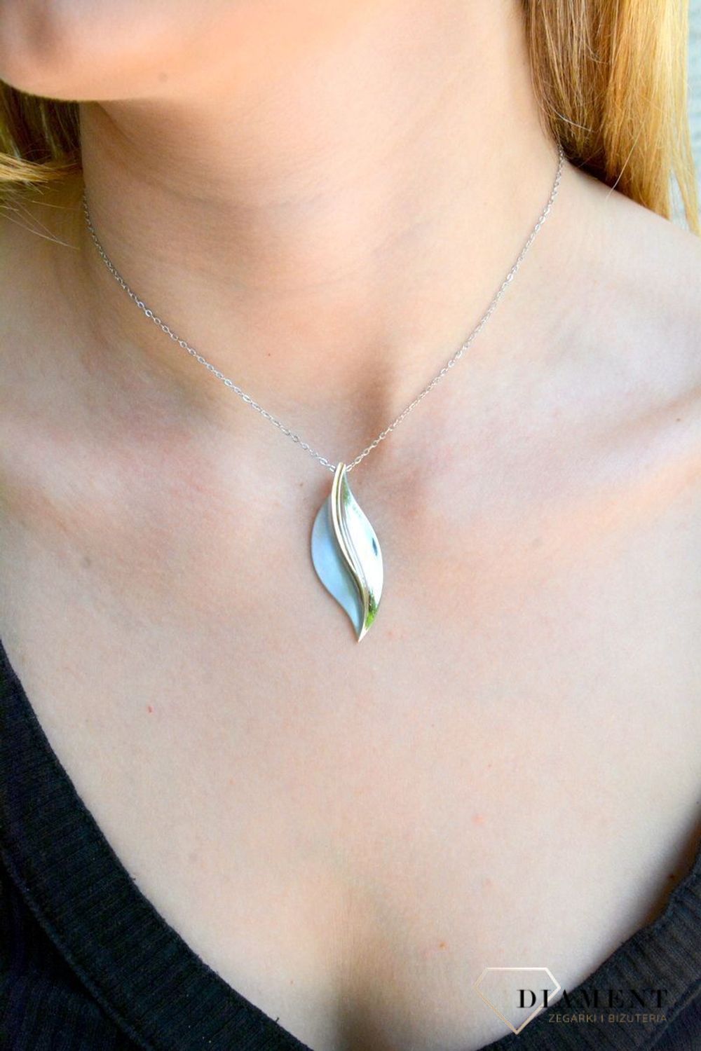 Srebrny komplet biżuterii podłużny z elementem pokrytym złotem DIA-KPL-9447-925d.jpg