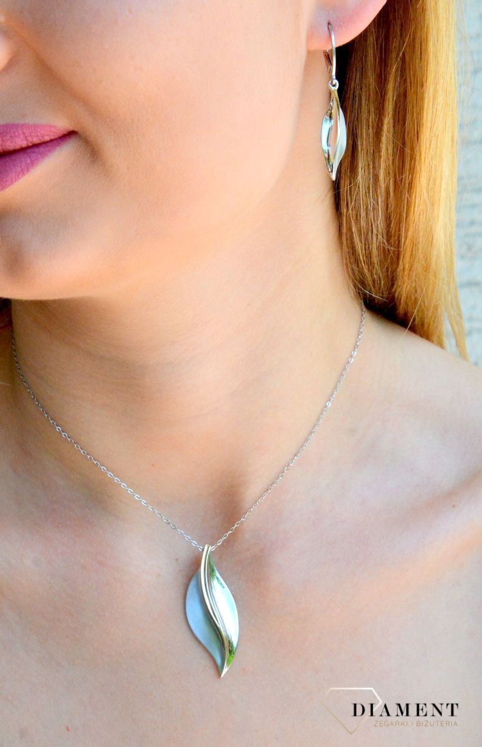 Srebrny komplet biżuterii podłużny z elementem pokrytym złotem DIA-KPL-9447-925d.jpg