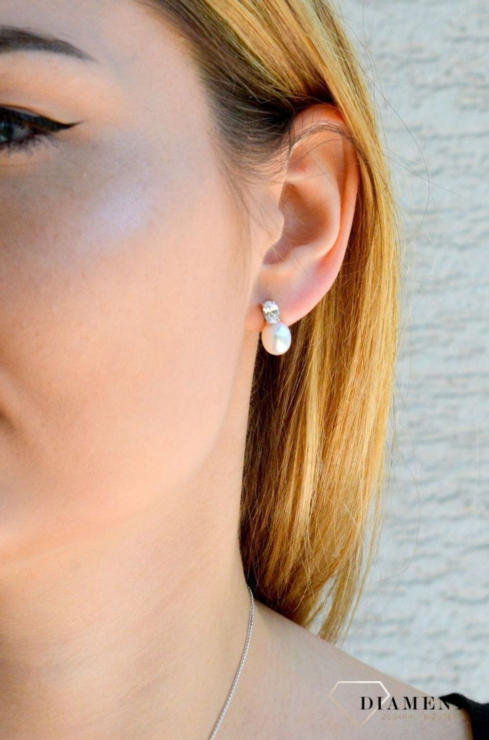 Srebrny komplet damski kolczyki zawieszka z perełkami DIA-KPL-9470-925d.jpg