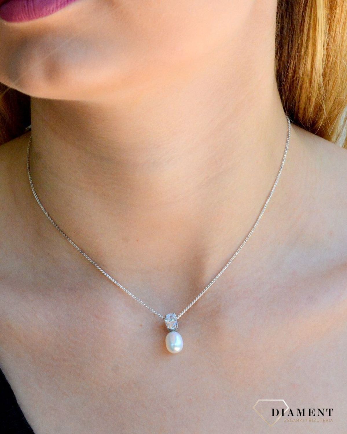 Srebrny komplet damski kolczyki zawieszka z perełkami DIA-KPL-9470-925d.jpg