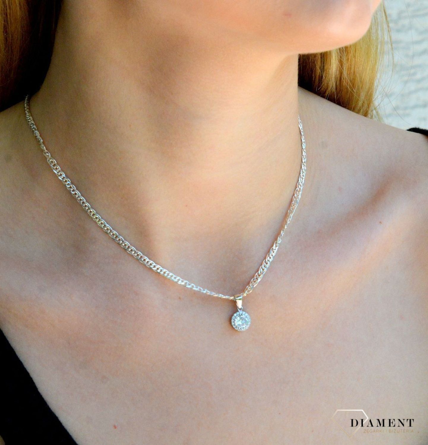 Komplet srebrny damski kolczyki i zawieszka z białymi cyrkoniami DIA-KPL-9606-925cv.jpg