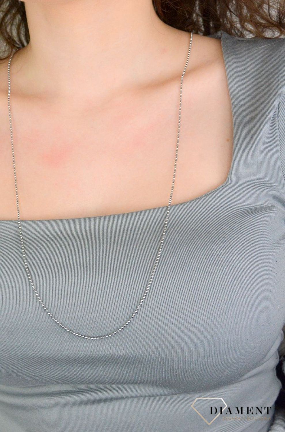 Stalowy łańcuszek w srebrnym kolorze kuleczki długość 90 cm DIA-LAN-11661-STAL. Łańcuszek kuleczki w srebrnym kolorze. Stalowy łańcuszek z kuleczek. Łańcuszek stalowy do nieśmiertelnika.1.jpg