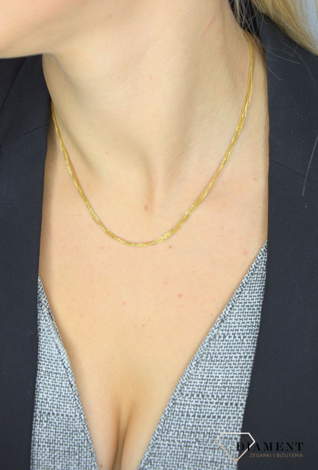 Złoty naszyjnik 585 kilka łańcuszków DIA-LAN-1192-585.jpg