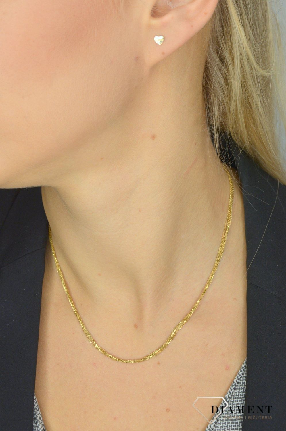 Złoty naszyjnik 585 kilka łańcuszków DIA-LAN-1192-585.jpg