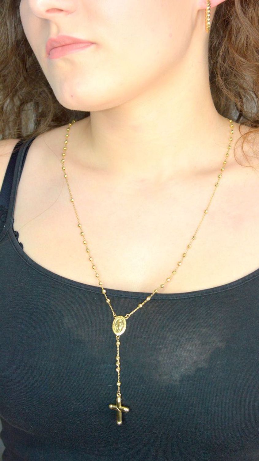 Złoty naszyjnik damski 585 różaniec DIA-LAN-12188-585 Złoty naszyjnik damski różaniec z próby 585. Prezentowany złoty naszyjnik damski to doskonała propozycja dla kobiet, 1.jpg