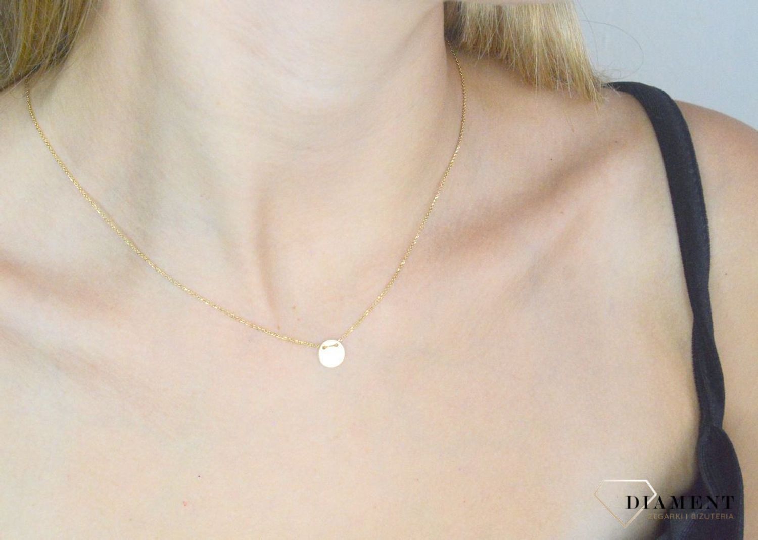 Złoty naszyjnik damski 333 celebrytka z płaskim kółeczkiem DIA-LAN-1682-333.jpg