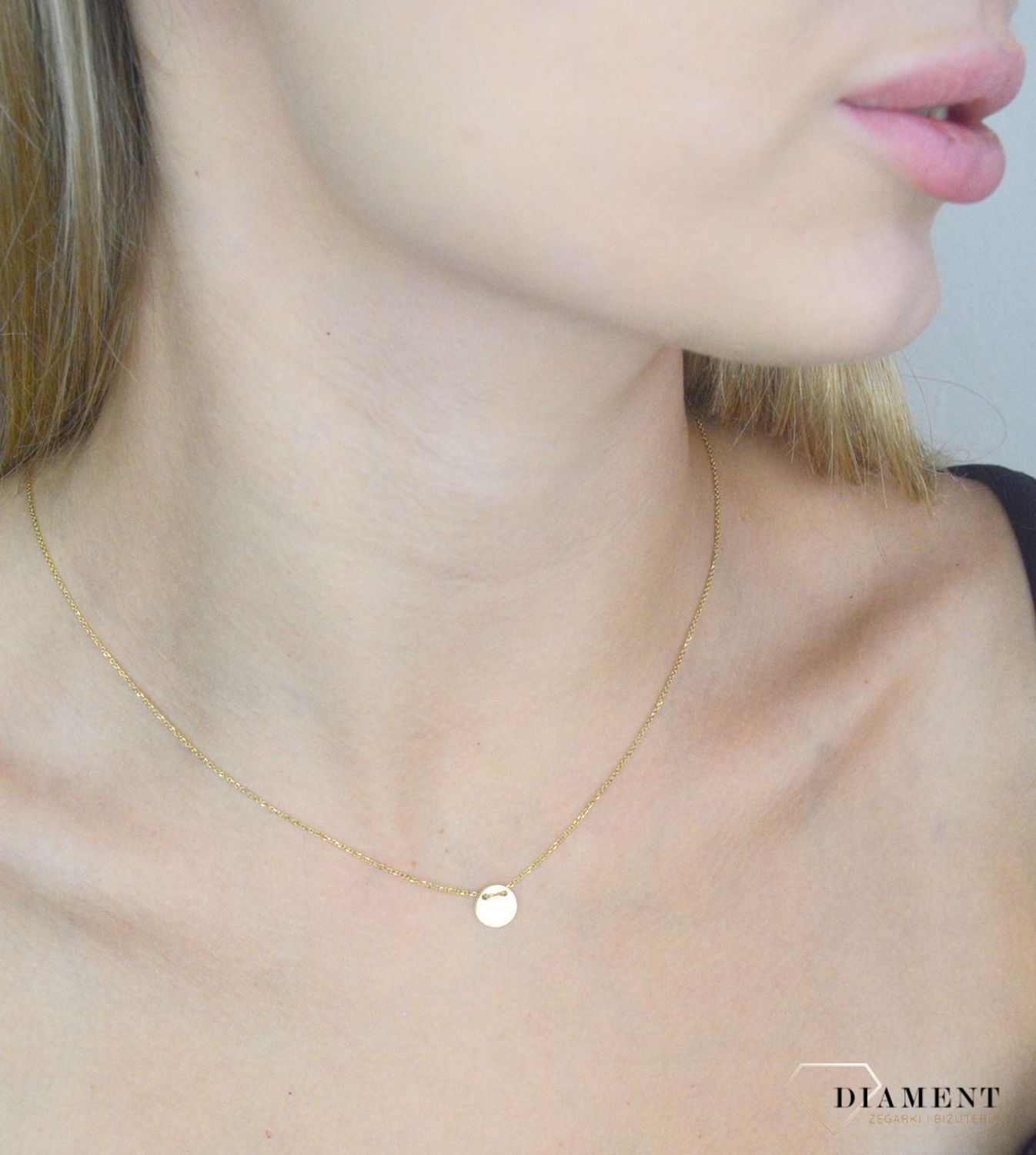 Złoty naszyjnik damski 333 celebrytka z płaskim kółeczkiem DIA-LAN-1682-333.jpg