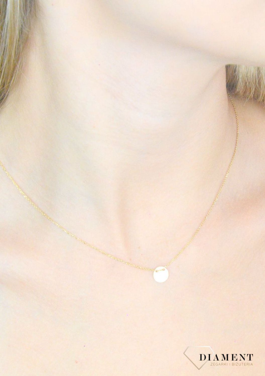 Złoty naszyjnik damski 333 celebrytka z płaskim kółeczkiem DIA-LAN-1682-333.jpg