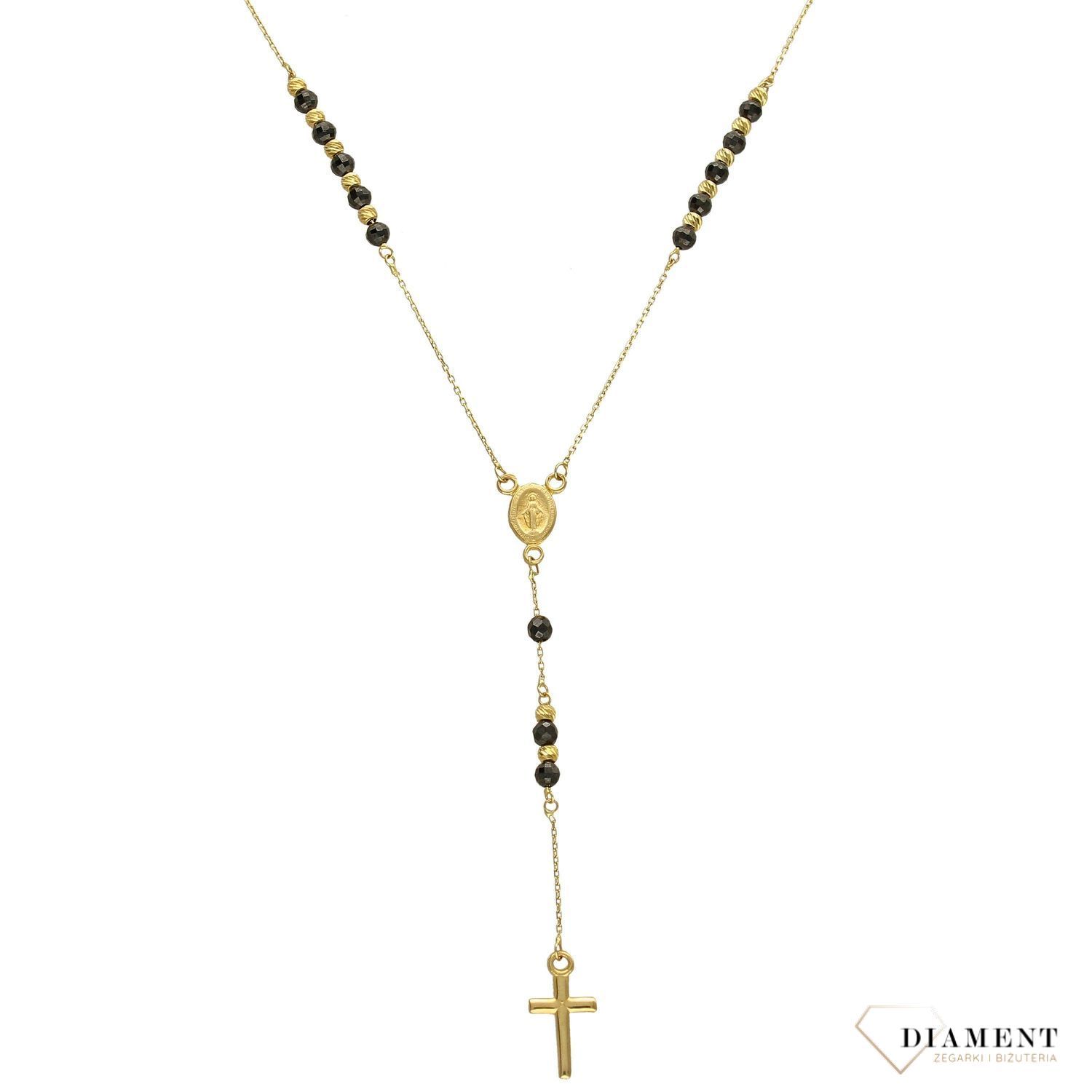 Różaniec złoty próby 585 DIA-LAN-2561-585. Prezentowany złoty naszyjnik damski  to doskonała propozycja dla kobiet, które cenią sobie efektowne i zarazem proste dodatki..jpg
