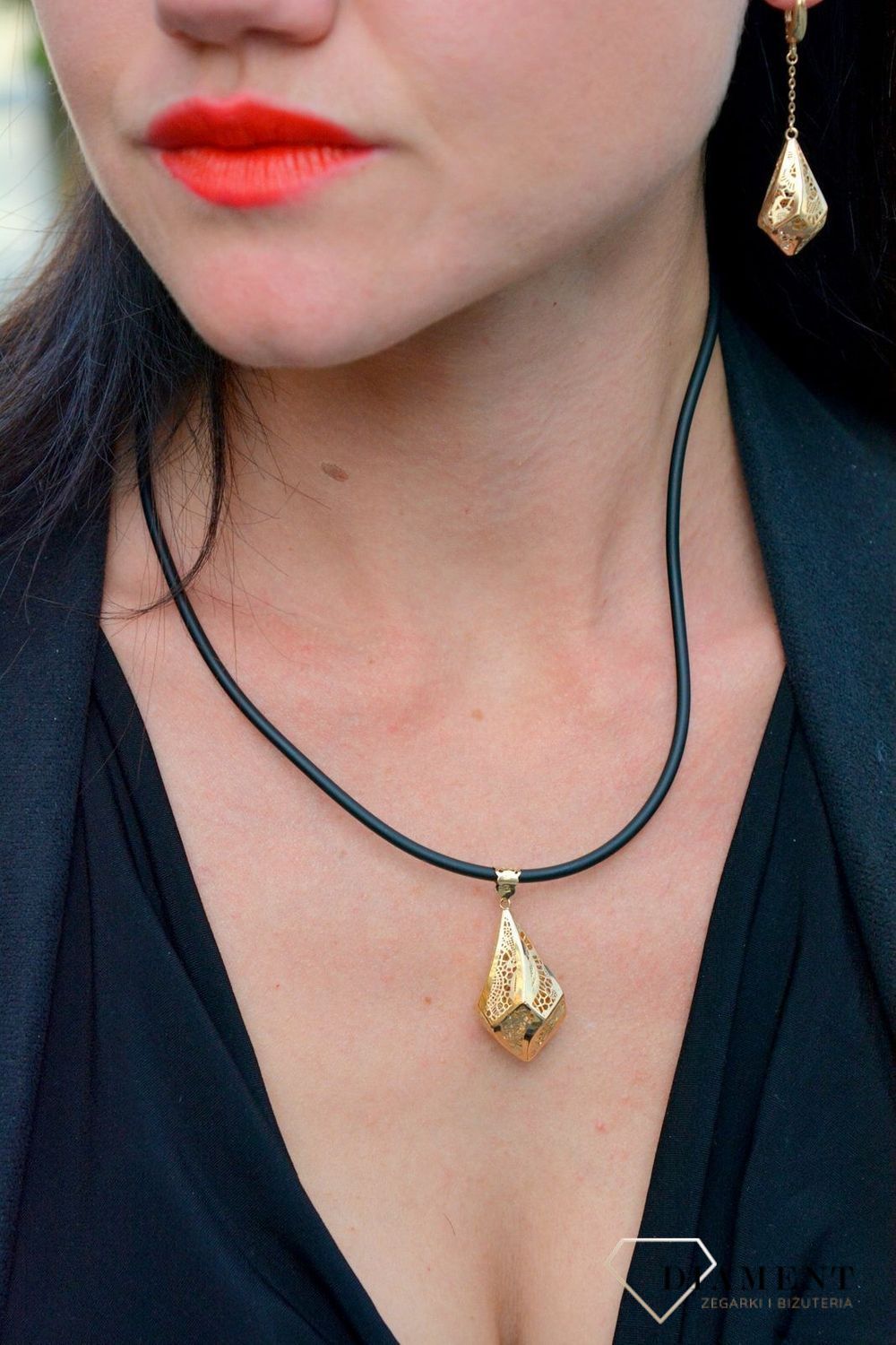 Naszyjnik kauczukowy gładki ze złotym zapięciem DIA-LAN-4193-585.jpg