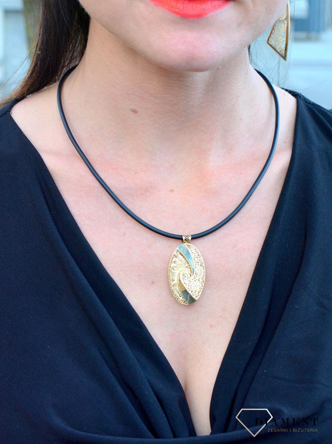 Naszyjnik kauczukowy gładki ze złotym zapięciem DIA-LAN-4193-585.jpg