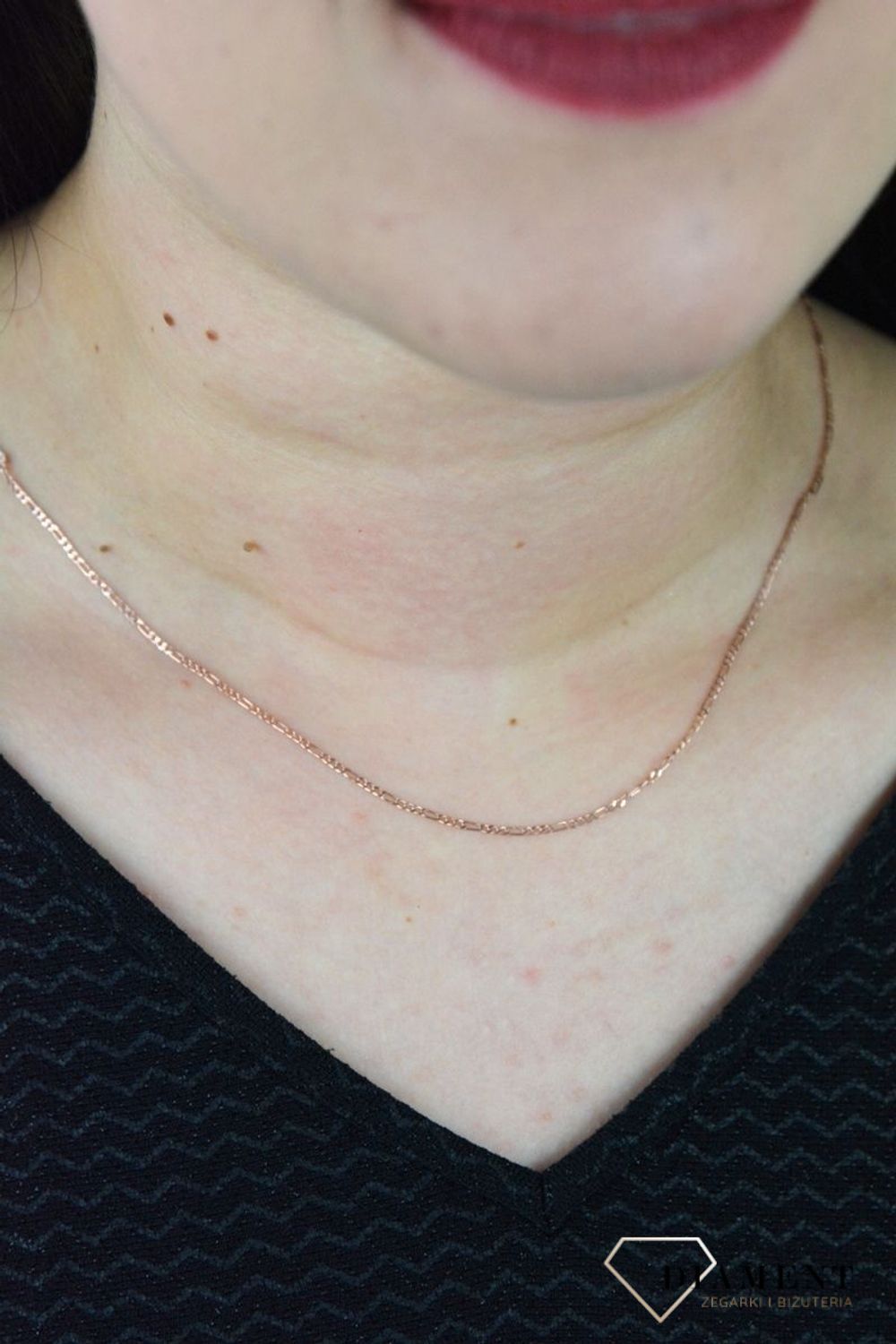 Łańcuszek figaro srebrny 925 w kolorze różowego złota 2 mm DIA-LAN-4927-925.jpg