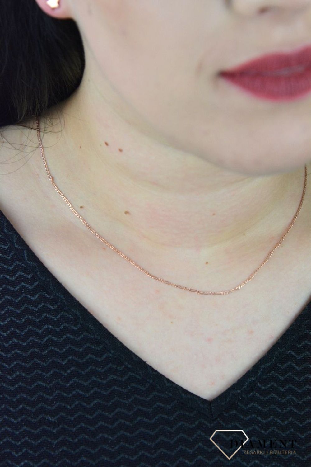 Łańcuszek figaro srebrny 925 w kolorze różowego złota 2 mm DIA-LAN-4927-925.jpg