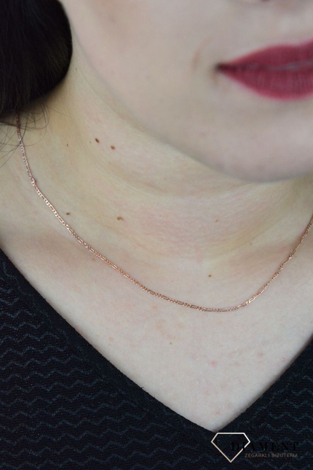 Łańcuszek figaro srebrny 925 w kolorze różowego złota 2 mm DIA-LAN-4927-925.jpg