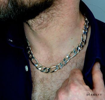 Srebrny łańcuszek męski 925 gruby figaro 13 mm DIA-LAN-5505-925. Łańcuszek męski typu figaro to jeden z najmodniejszych wzorów męskich. Gruby łańcuch męski. Męska biżuteria. Na prezent (1).JPG