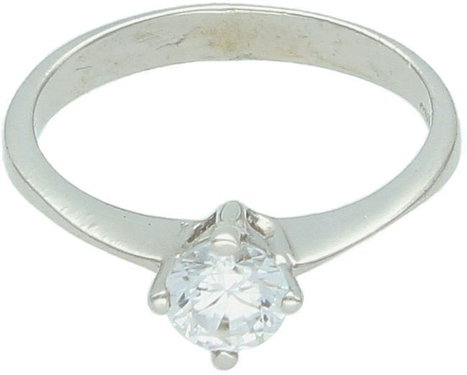 Pierścionek z białego złota 585 z dużą cyrkonią 5 mm. Waga 1,99 g, rozmiar 12. Elegancka biżuteria idealna na zaręczyny lub prezent.1.jpg