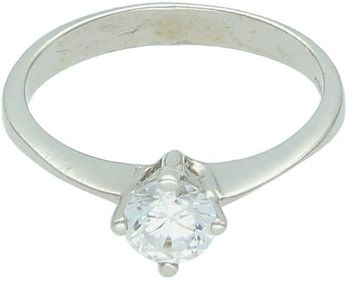 Pierścionek z białego złota 585 z dużą cyrkonią 5 mm. Waga 1,99 g, rozmiar 12. Elegancka biżuteria idealna na zaręczyny lub prezent.1.jpg